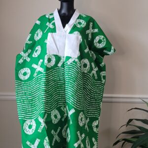 Green and White Midi Boubou