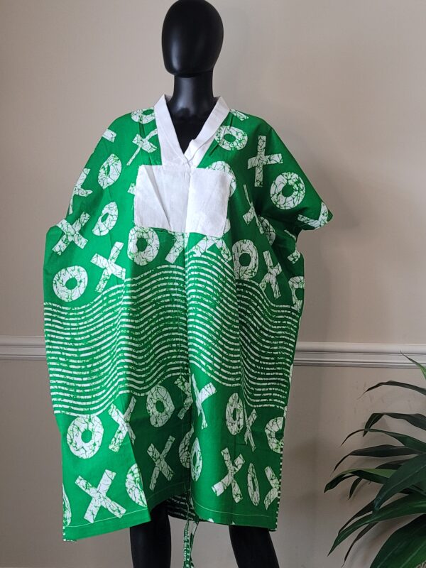 Green and White Midi Boubou - Image 3