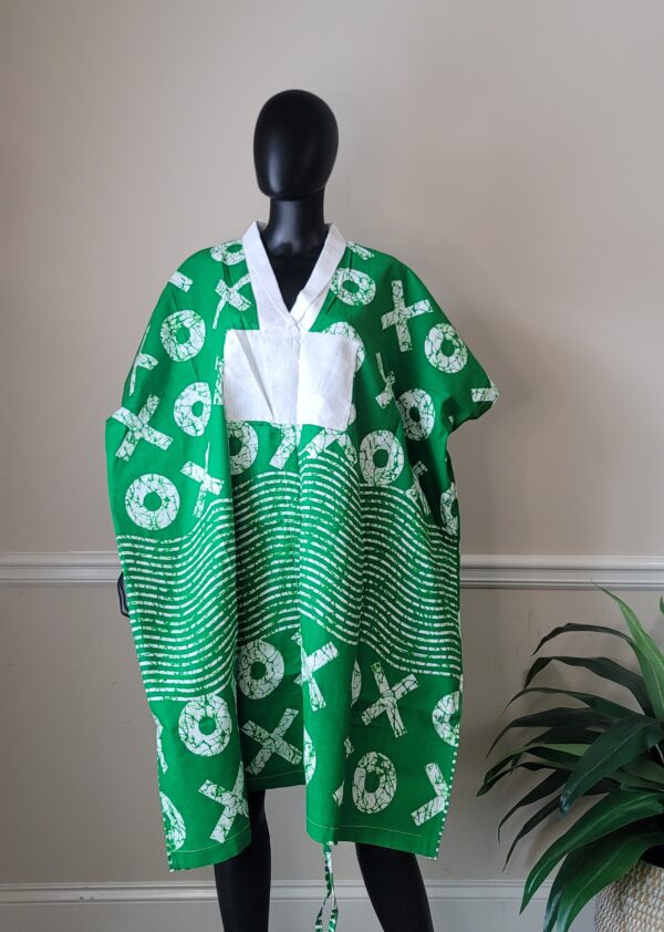 Green and White Midi Boubou