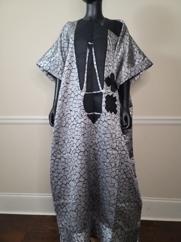 Black and Silver Brocade Boubou