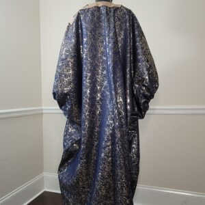 Embroidered Navy Blue Brocade Dress